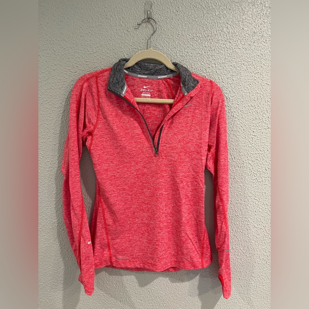 Nike Heathered Red Quarter Zip, Size XS
